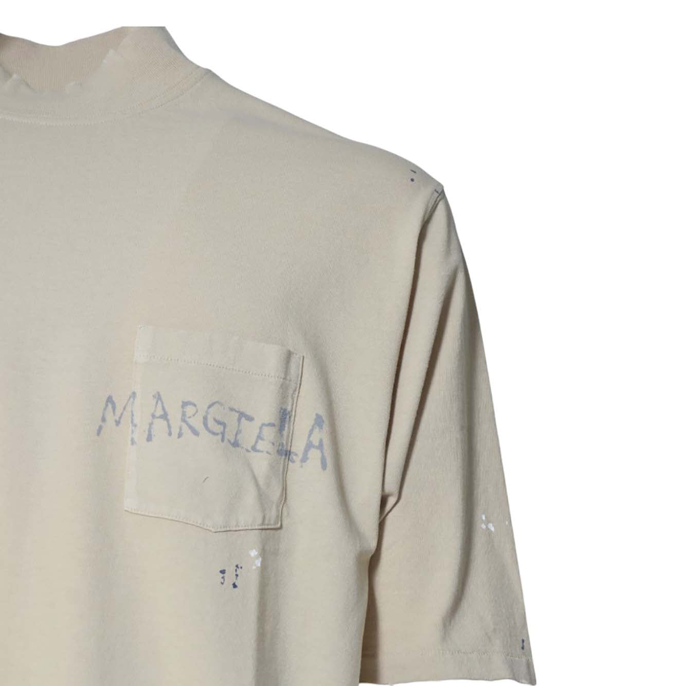 T-shirt in cotone sabbia con logo graffiti Maison Margiela 