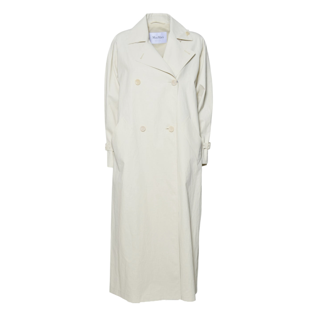 Trench Ronco lungo in tela di lino beige Max Mara 