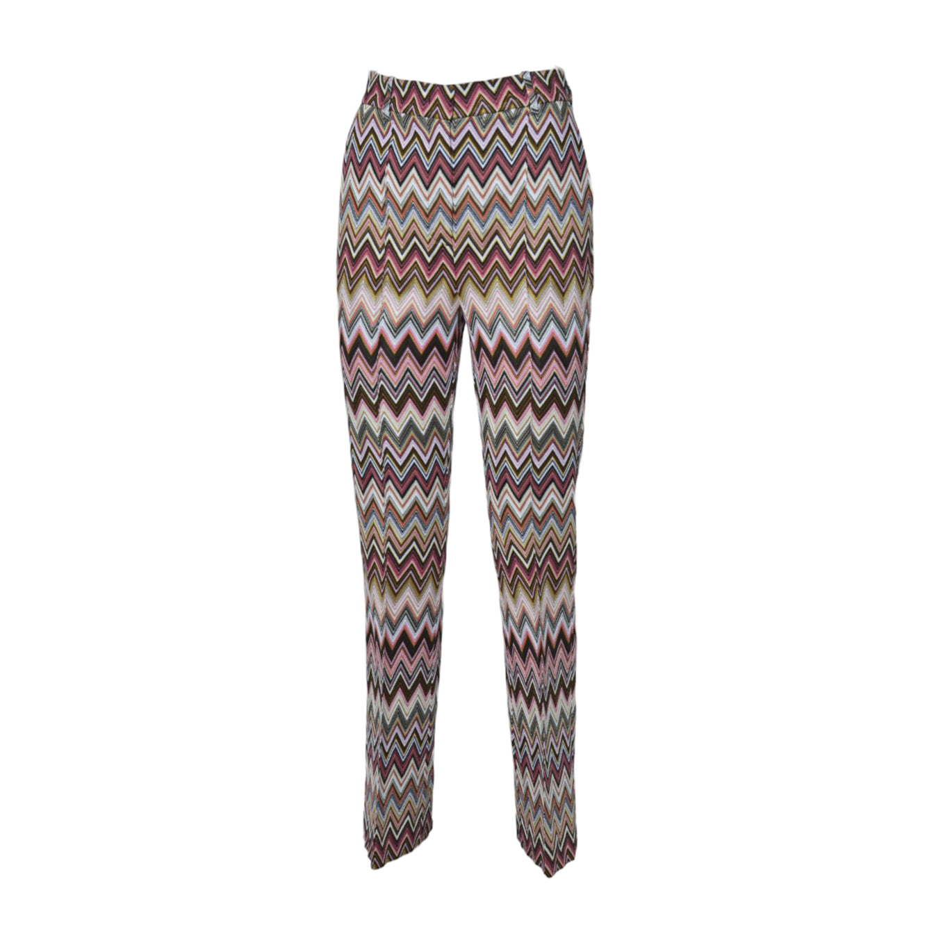 Pantalone crop in cotone e viscosa motivo zig zag rosa Missoni 