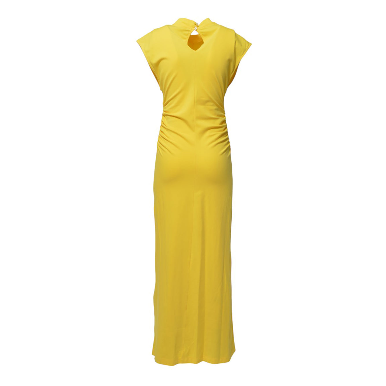 Abito lungo in cotone giallo con dettagli plissè MSGM 