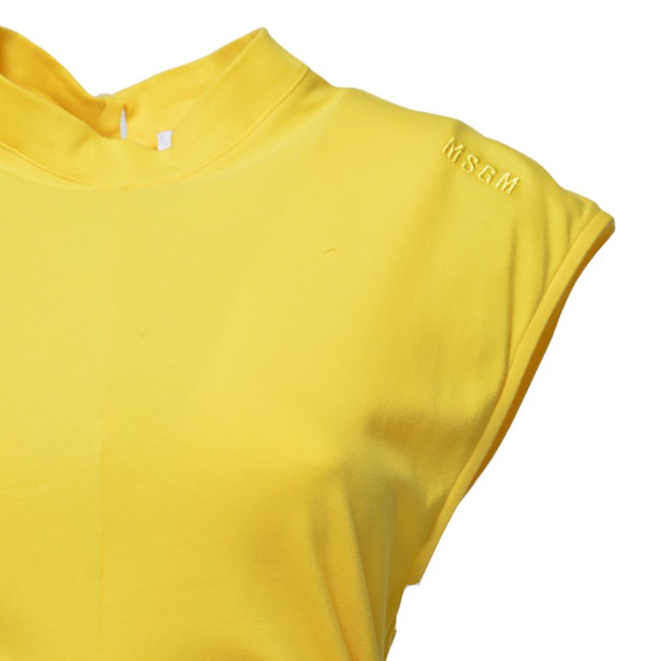 Abito lungo in cotone giallo con dettagli plissè MSGM 