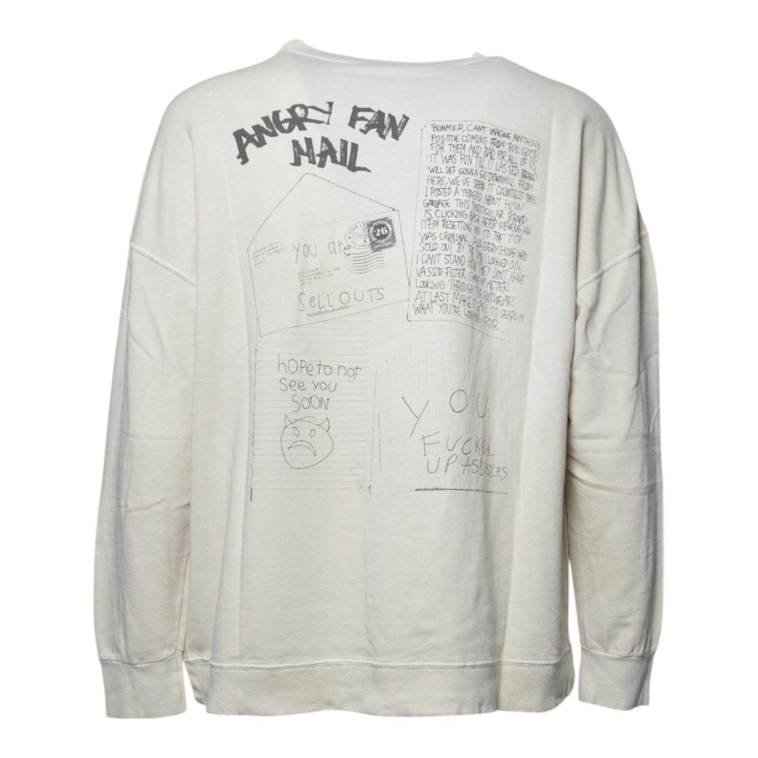 slack sweatshirt angry fan mail print 