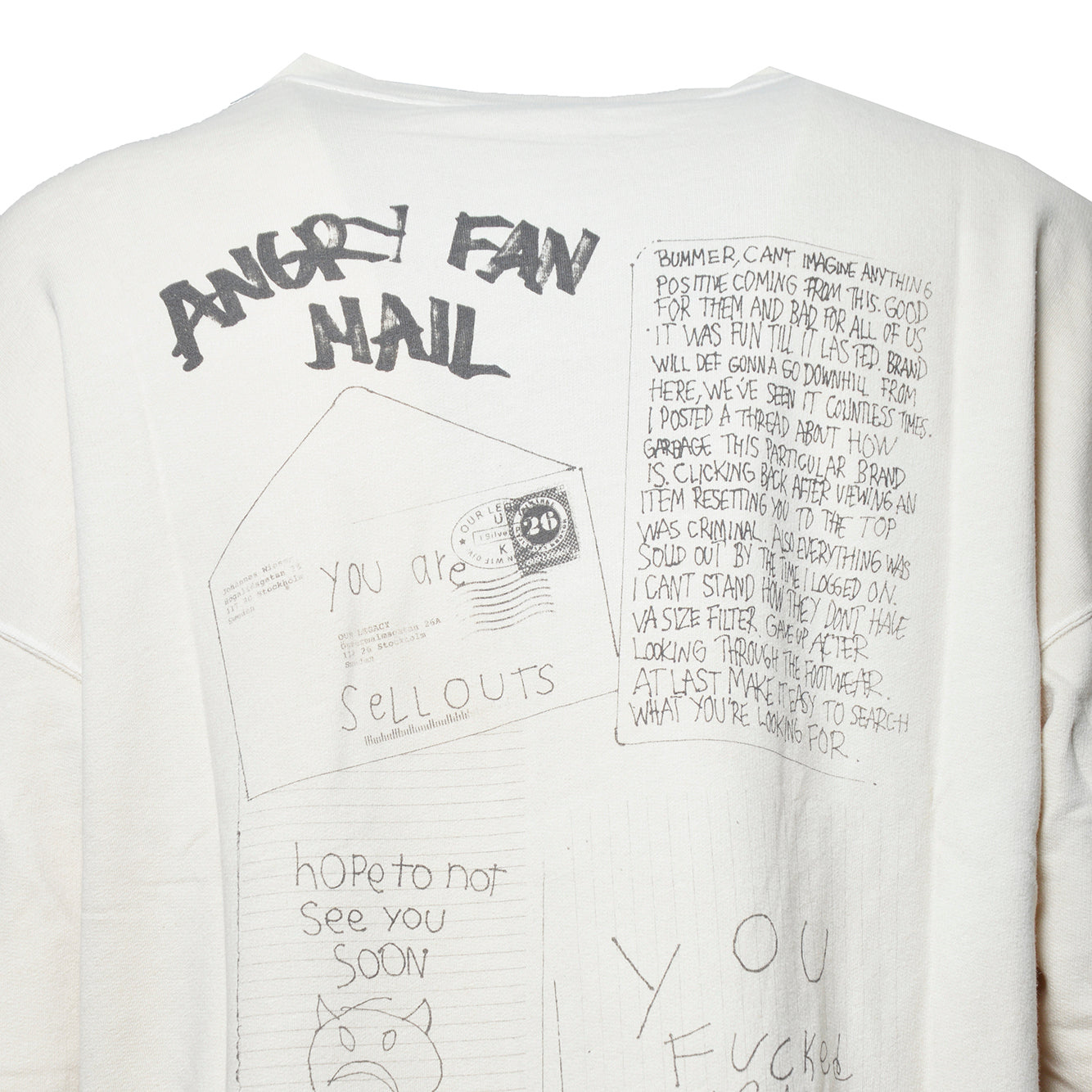 slack sweatshirt angry fan mail print 
