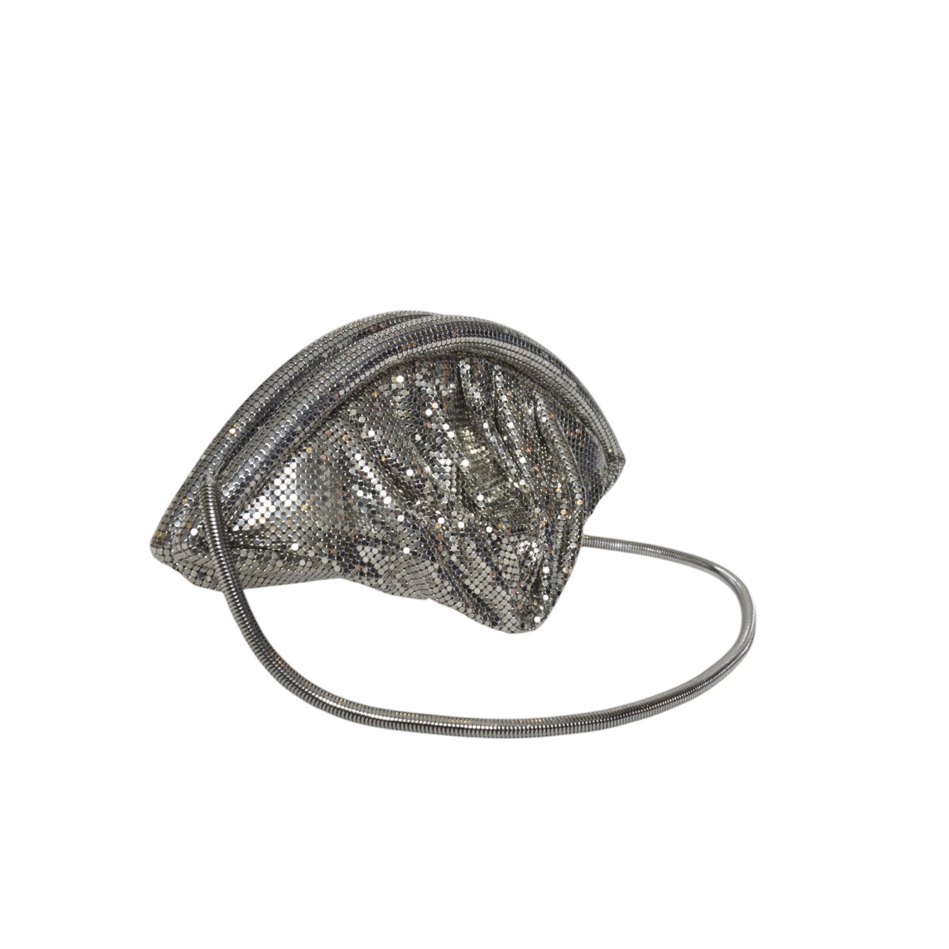 Pochette mezza luna in pixel argento Rabanne 
