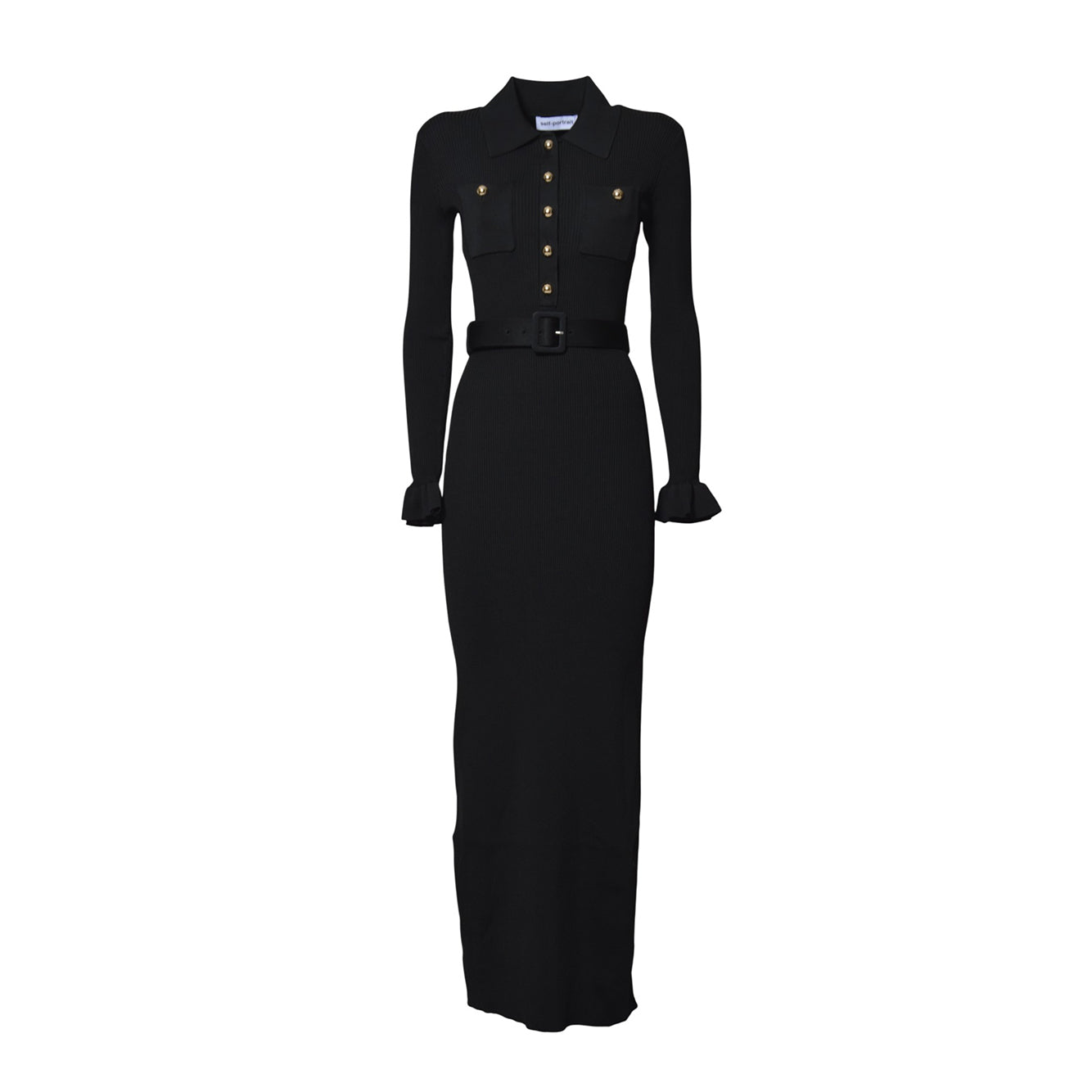 black ribbed knit maxi dress 