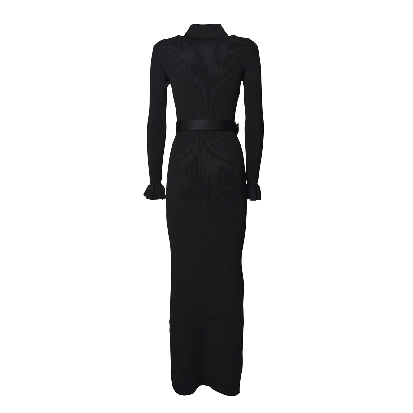 black ribbed knit maxi dress 
