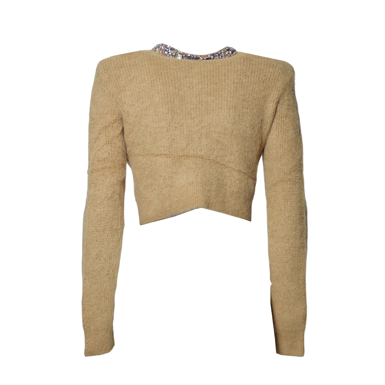 brown embellished trim cardigan 