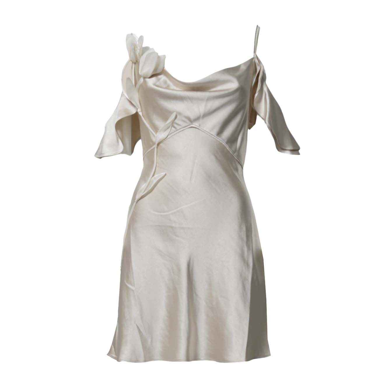 satin flower mini dress 