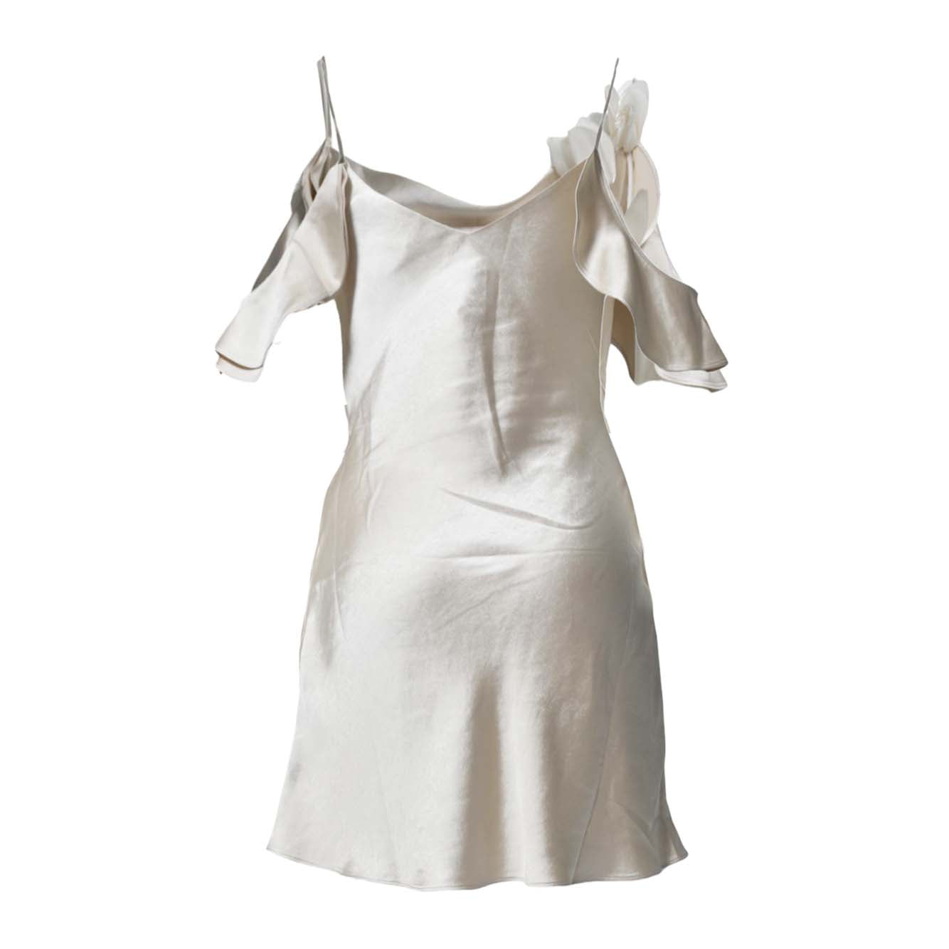 satin flower mini dress 