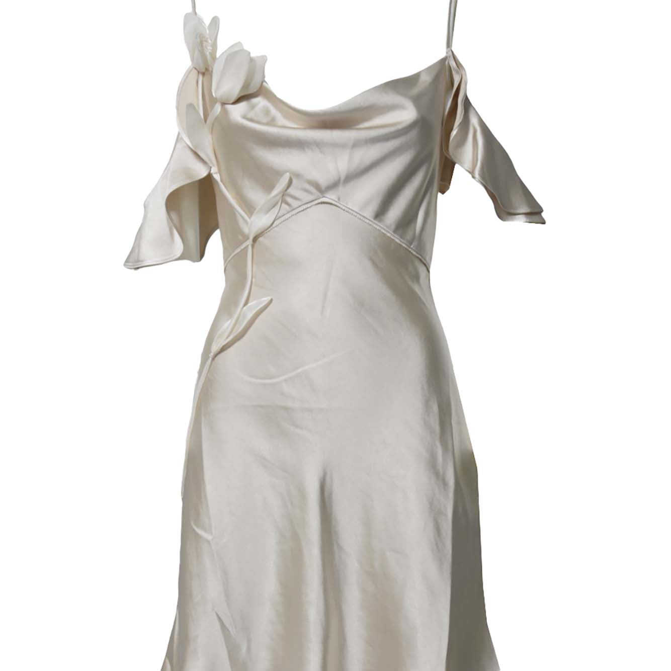 satin flower mini dress 
