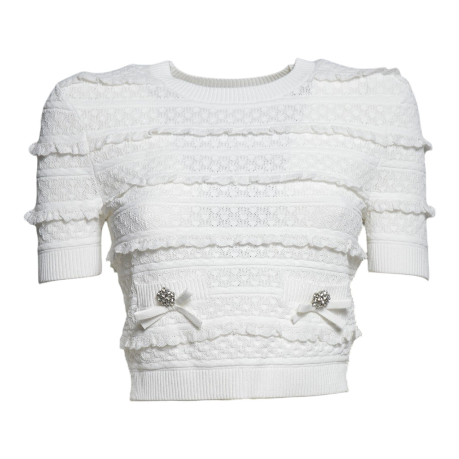 white pointelle knit top 