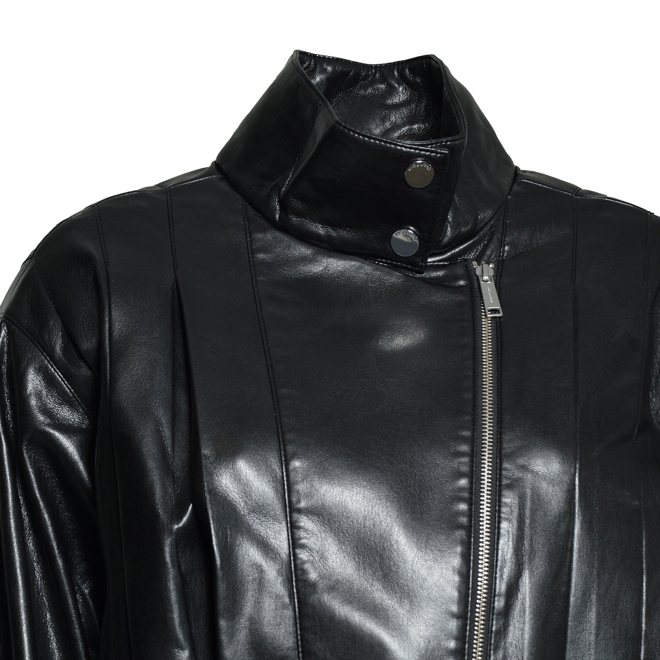 black faux leather biker jacket 