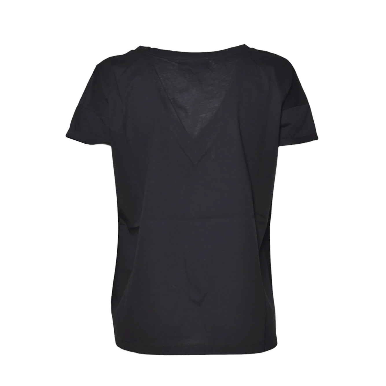 T-shirt scollo a V in cotone nero Solotre 