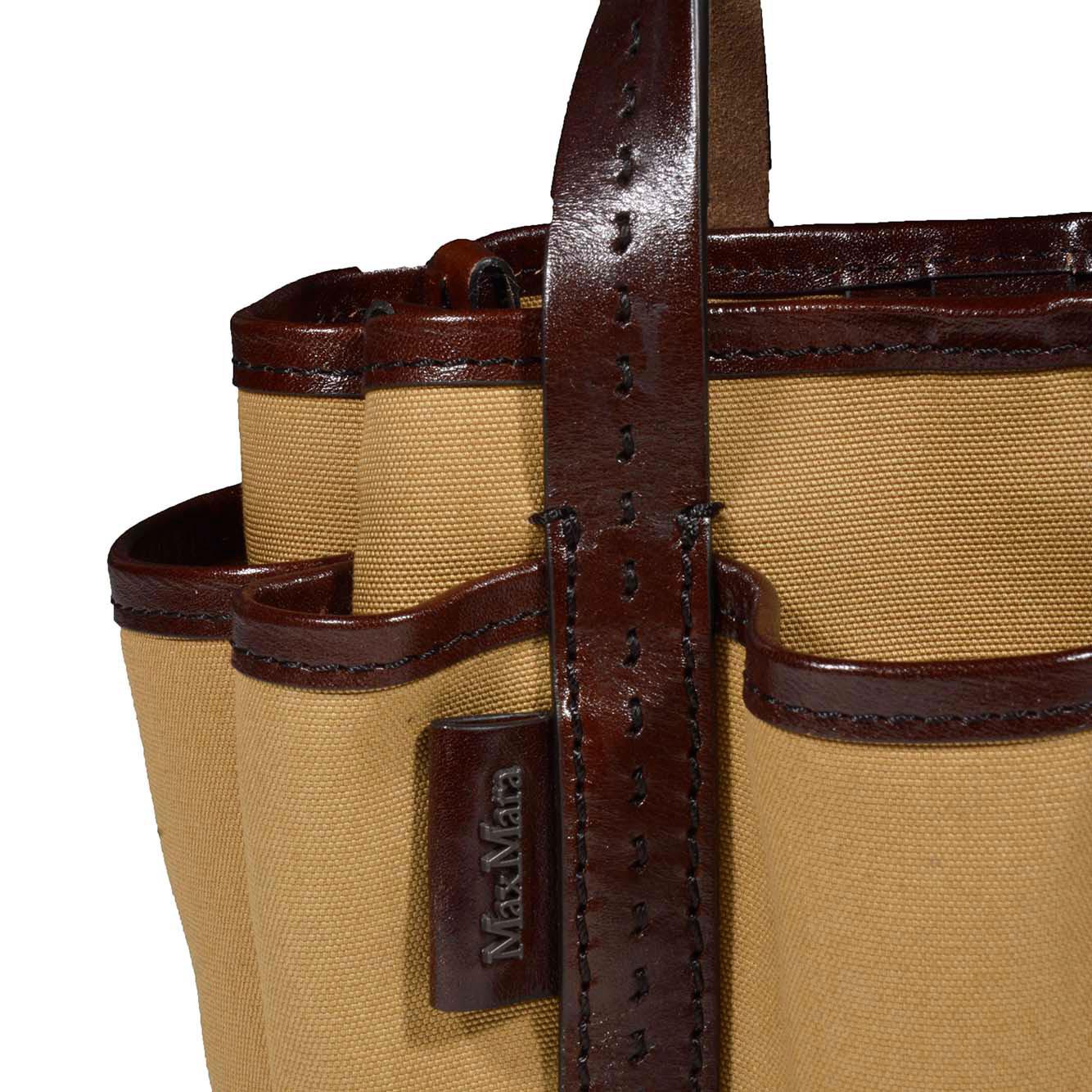Borsa a mano Giardiniera mini in canvas di cotone cuoio Max Mara 