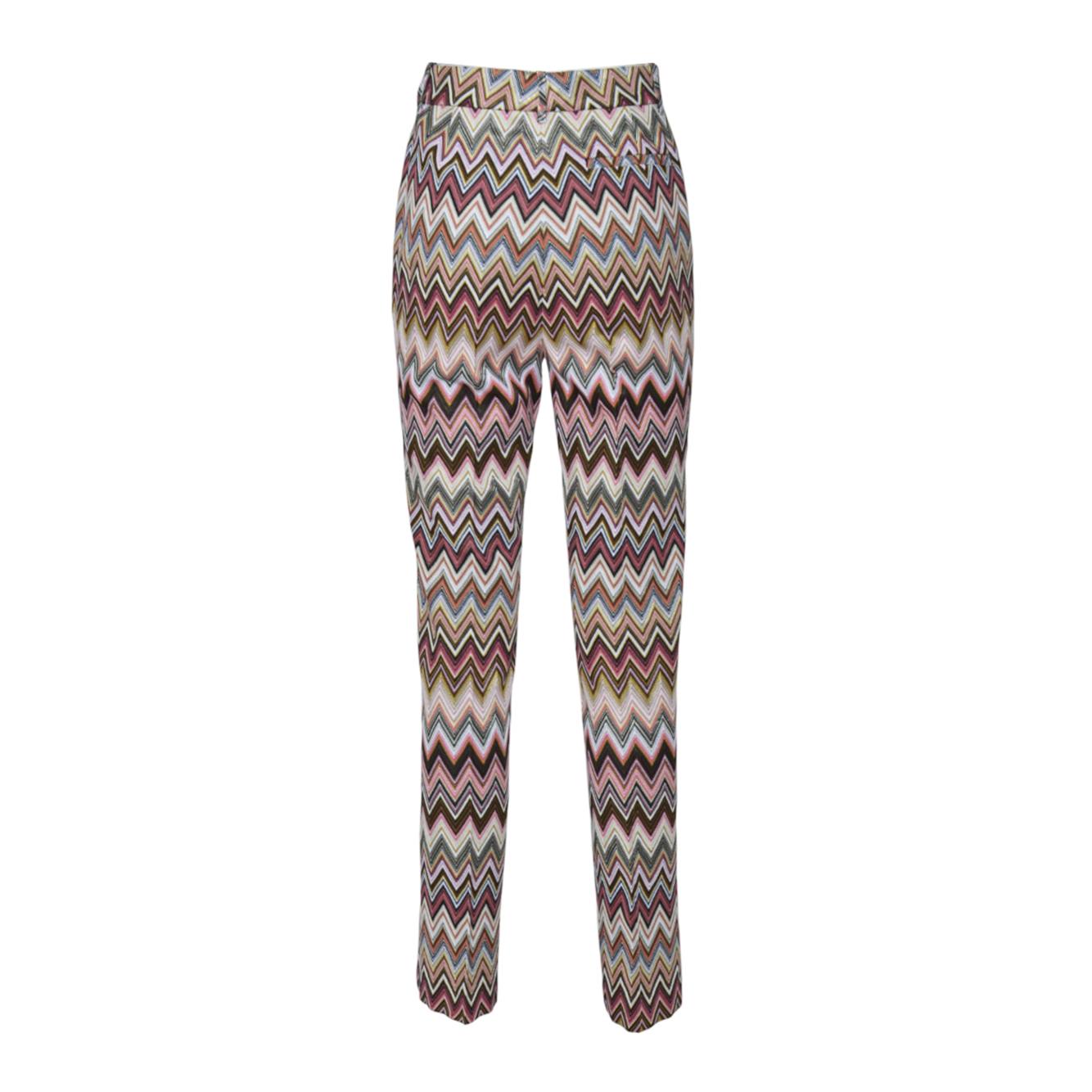 Pantalone crop in cotone e viscosa motivo zig zag rosa Missoni 