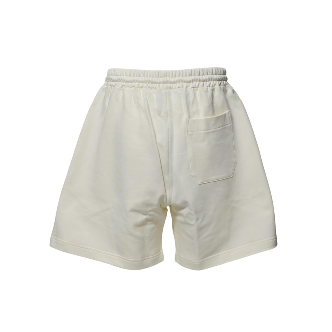 Bermuda sportivi in cotone panna con logo MSGM 