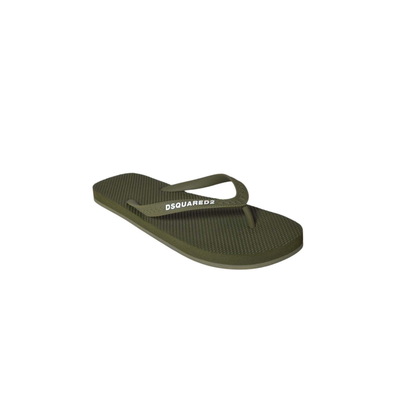 Infradito Logo in gomma verde oliva Dsquared2 