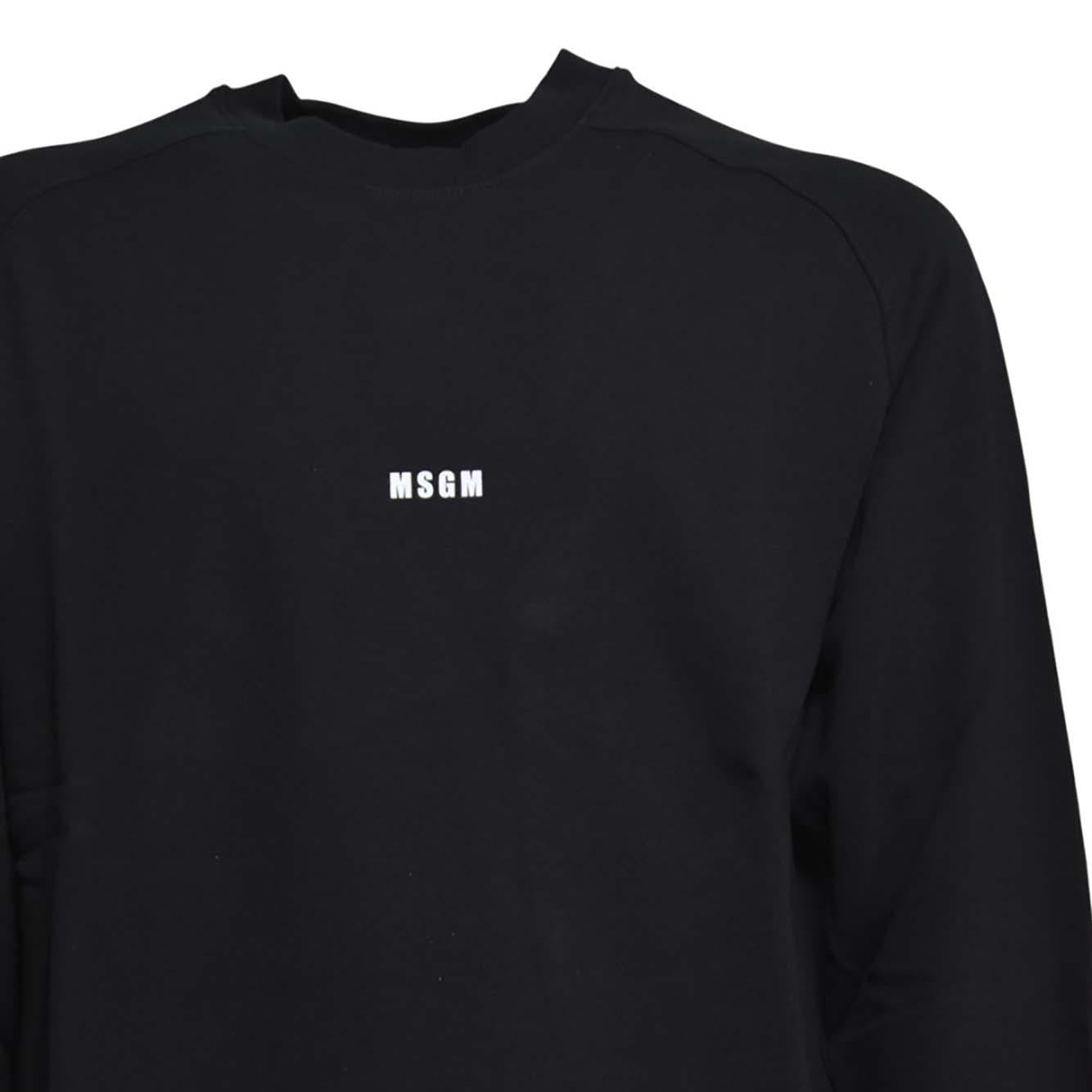 Felpa girocollo in cotone nero con mini stampa logo MSGM 