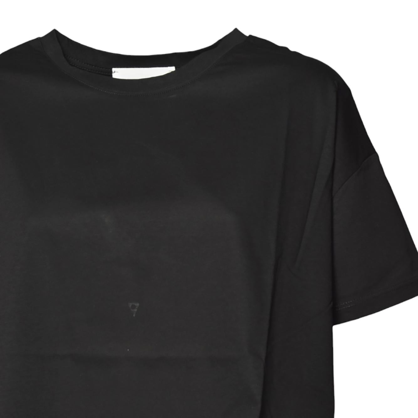 T-shirt boxy girocollo in cotone nero Solotre 