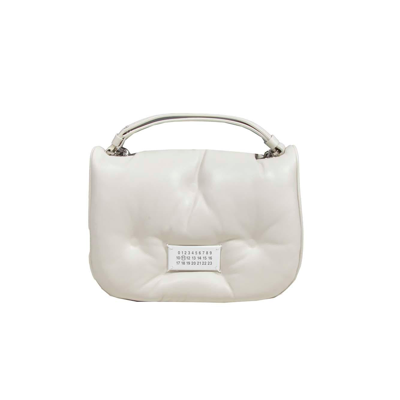 Borsa Glam Slam Flap piccola in pelle bianco gesso Maison Margiela 