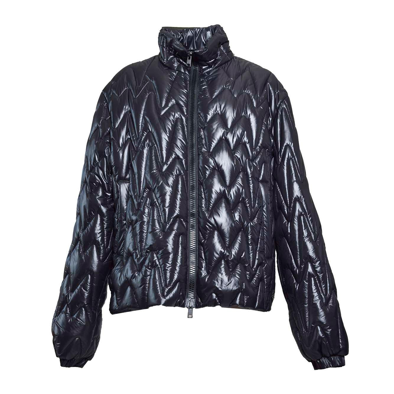 Giubbino trapuntato nero con motivo "TheMwave" MSGM 
