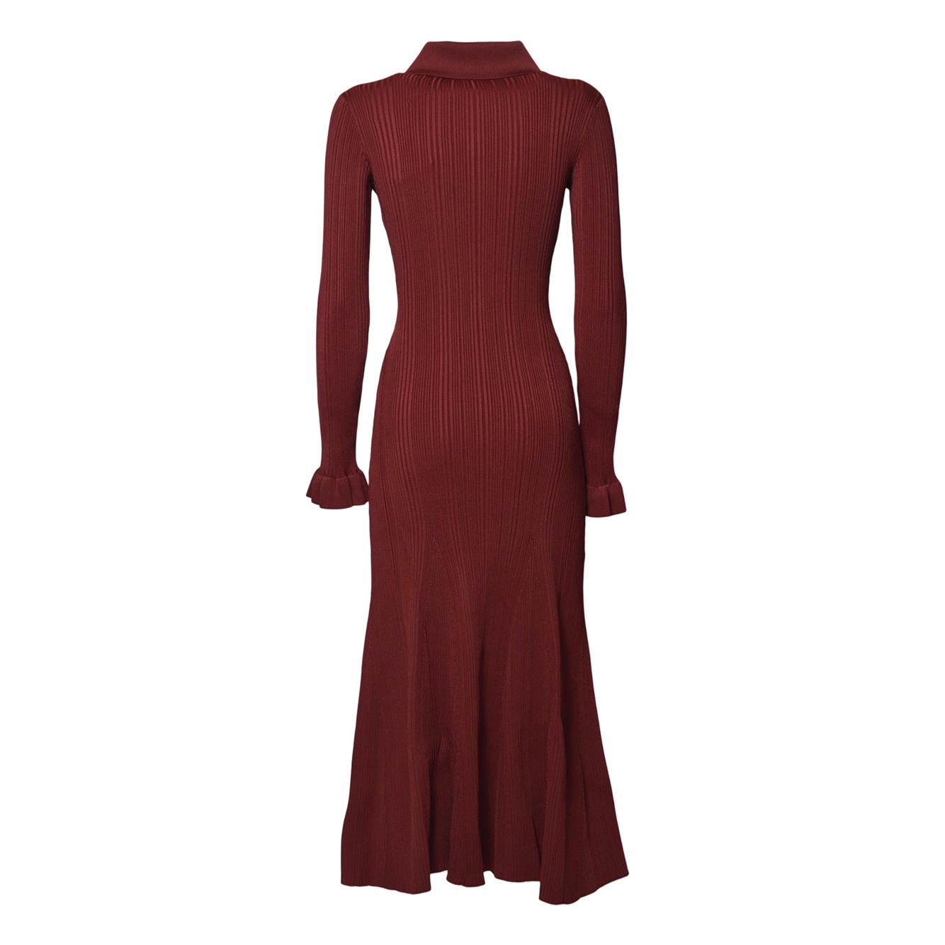 burgundy ribbed knit midi dress 