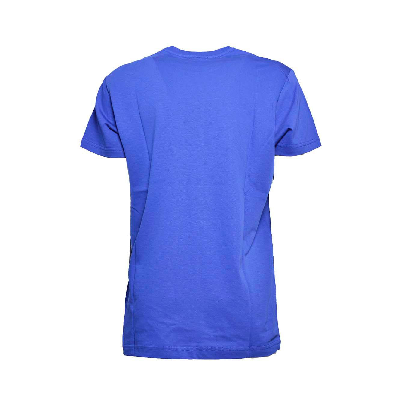 T-shirt in cotone blu con stampa logo pennello Dsquared2 Junior 