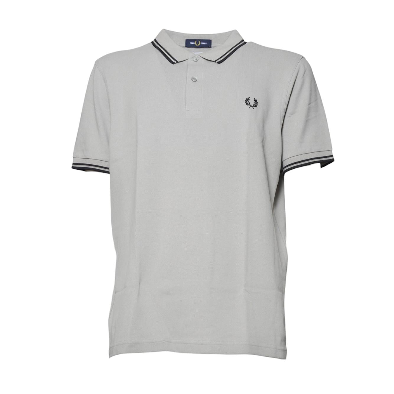 Polo in maglia di cotone grigio con righe Fred Perry x Comme des Garçons Shirt 