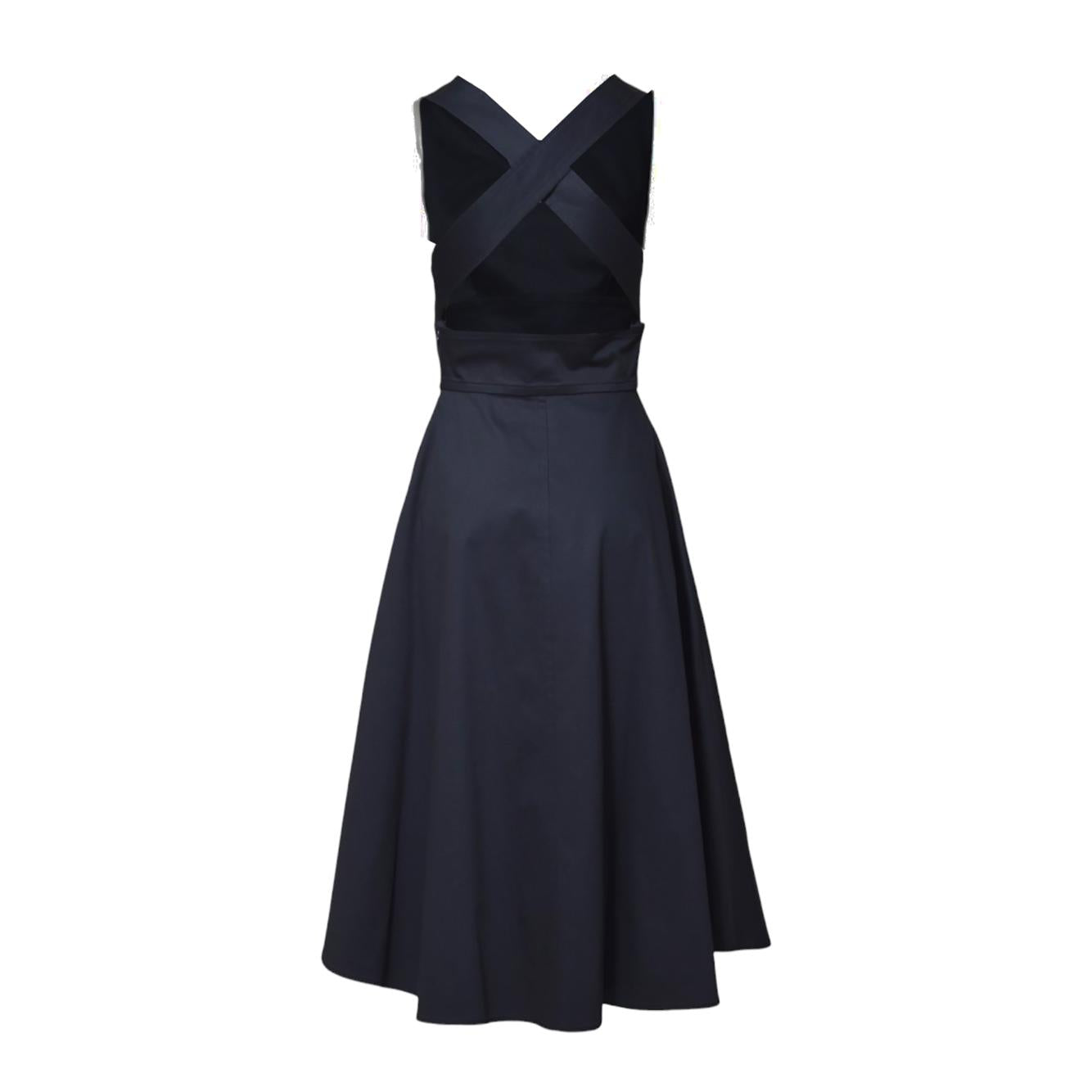 Abito midi in piquet di cotone blu notte Aspesi 