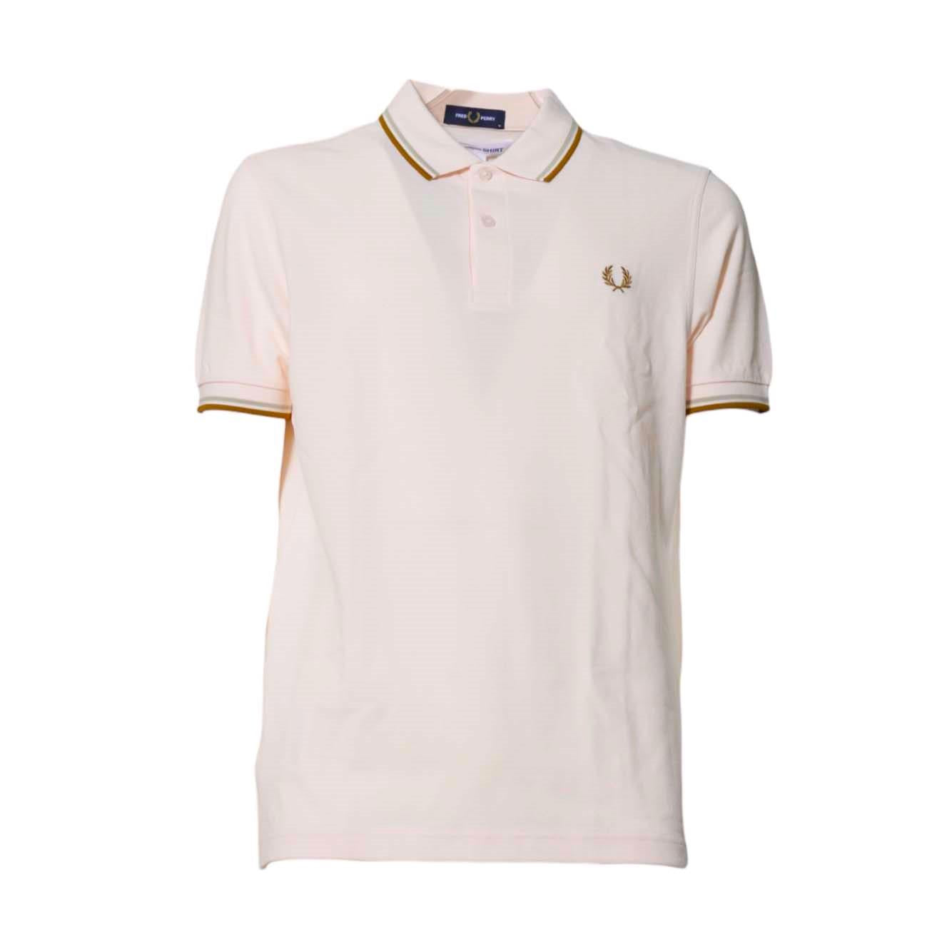Polo in maglia di cotone pesca con righe Fred Perry x Comme des Garçons Shirt 