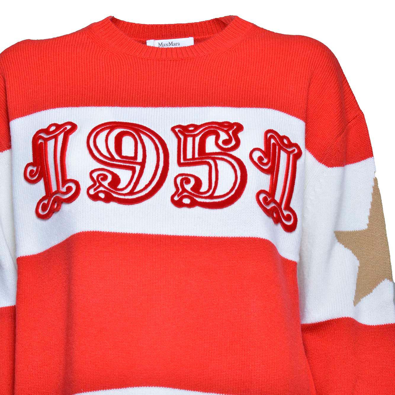 Pullover Dirce over in lana jacquard rosso Max Mara 