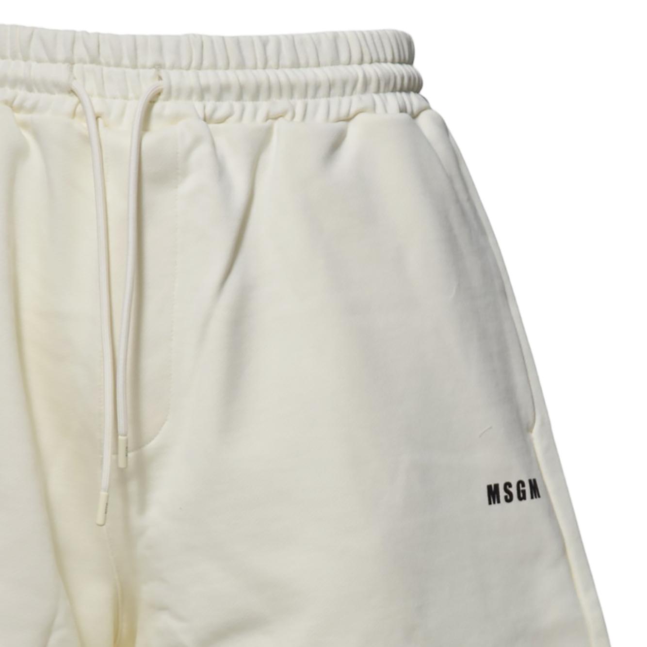 Bermuda sportivi in cotone panna con logo MSGM 