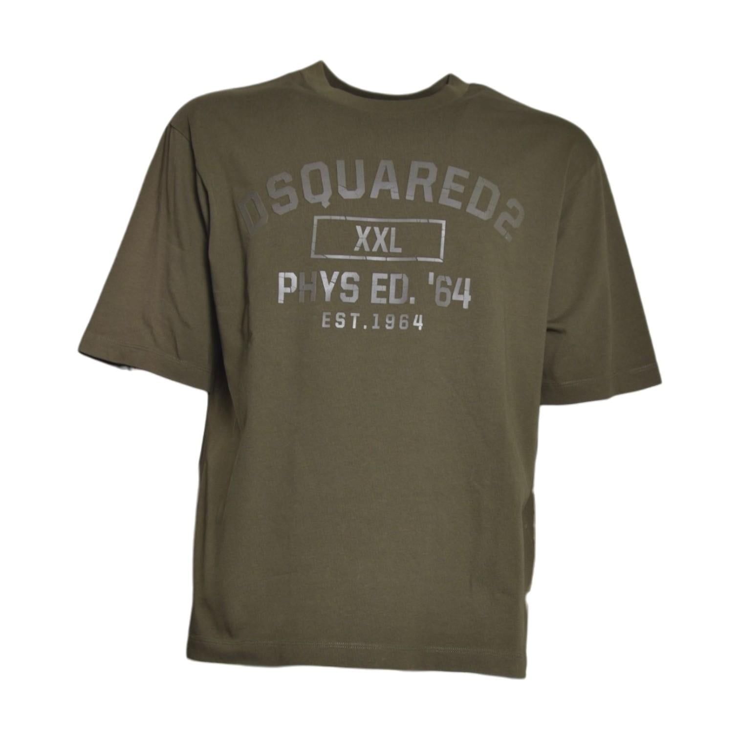 T-shirt Phys Ed in cotone verde scuro Dsquared2 