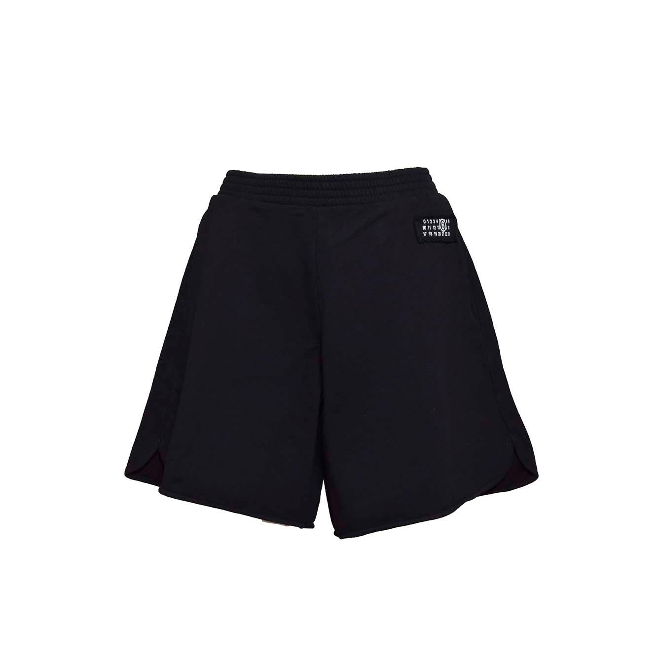 Bermuda in cotone nero con stampa logo MM6 Maison Margiela Junior 