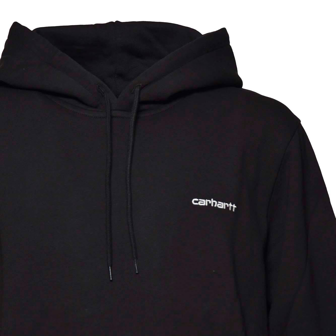 Felpa Script Embroidery con cappuccio in cotone nero Carhartt Wip 
