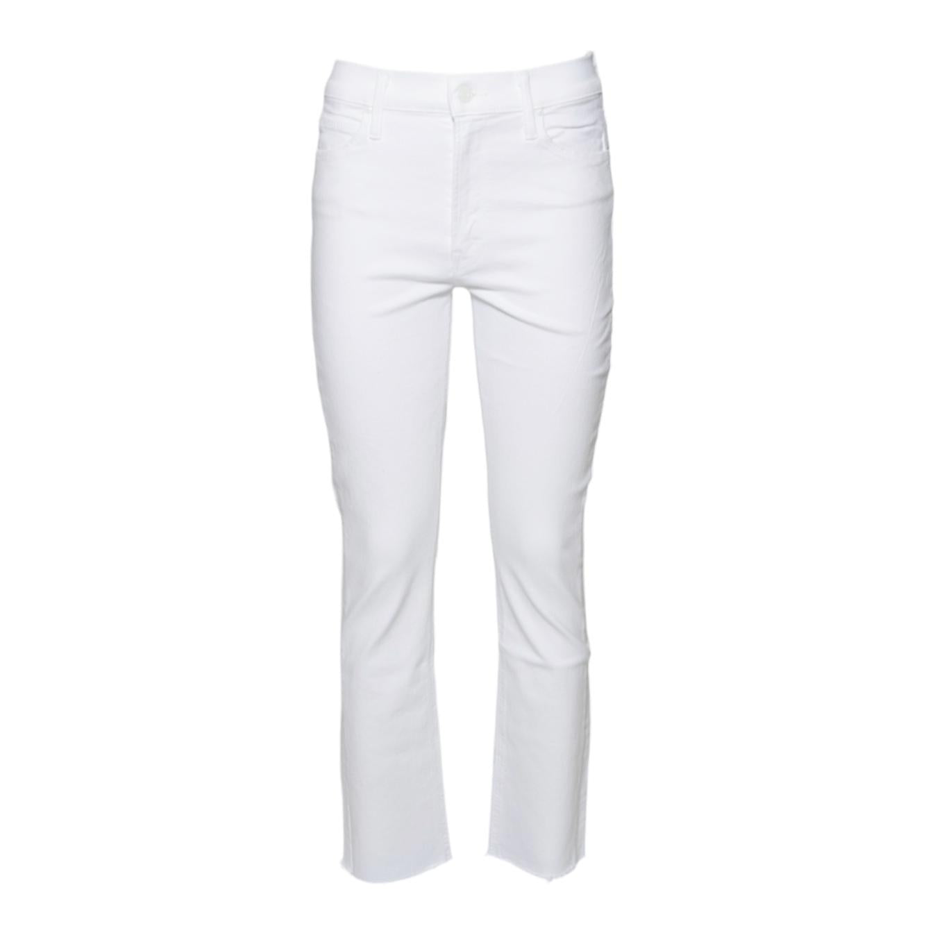 Jeans The Mid Rise Dazzler Ankle Fray in cotone bianco Mother Women 