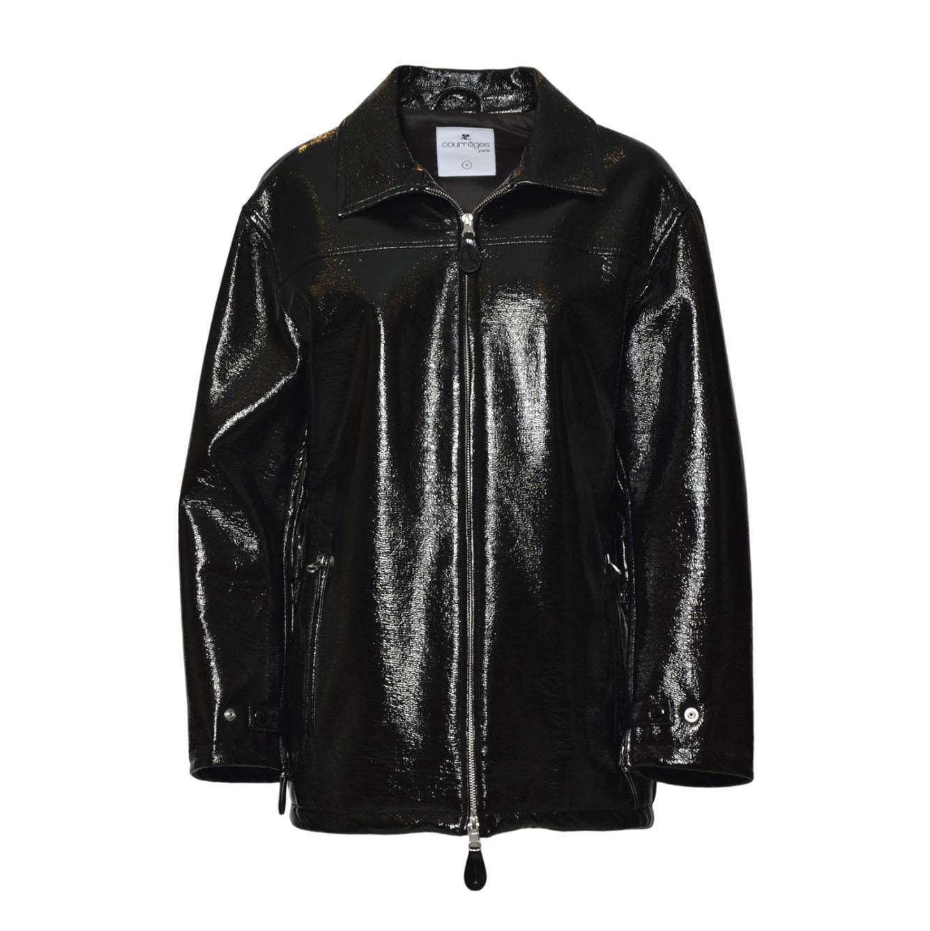 bomber jacket zipped vinyl maxi 