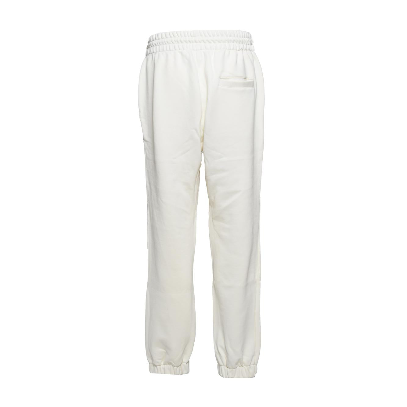 Pantalone in felpa di cotone panna con ricamo logo MSGM 