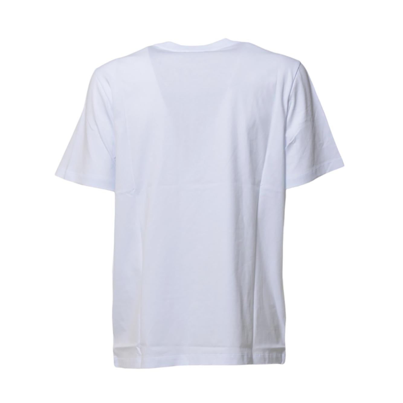 T-shirt in cotone bianco stampa logo su collo MSGM 