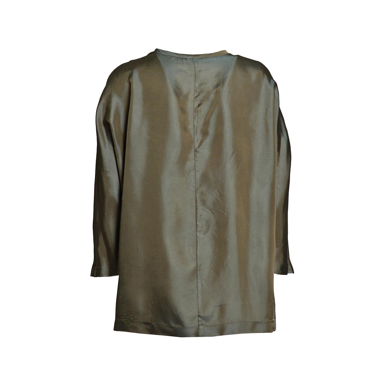 Blusa in saglia di viscosa verde militare Aspesi 