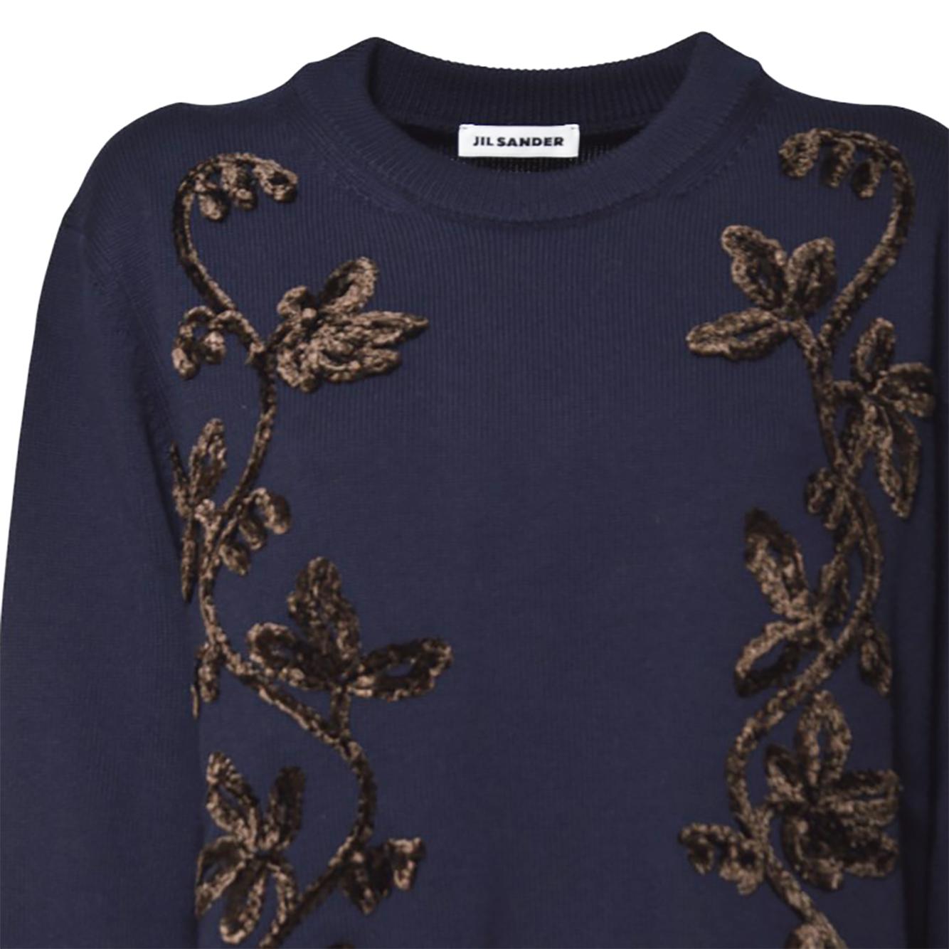 ls cn jumper w/flower embroidery detail 