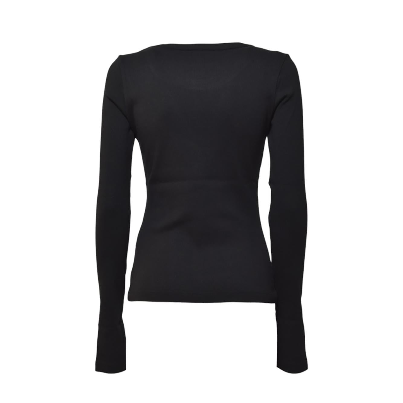 T-shirt Maple Leaf maniche lunghe in cotone nero Dsquared2 