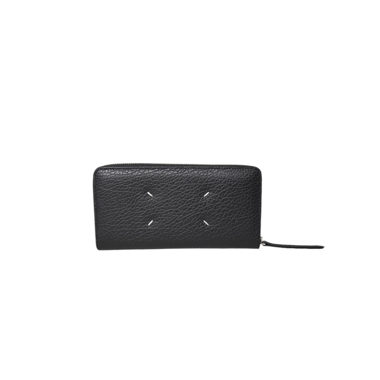 Portafoglio Four Stitches in pelle nera con zip Maison Margiela 