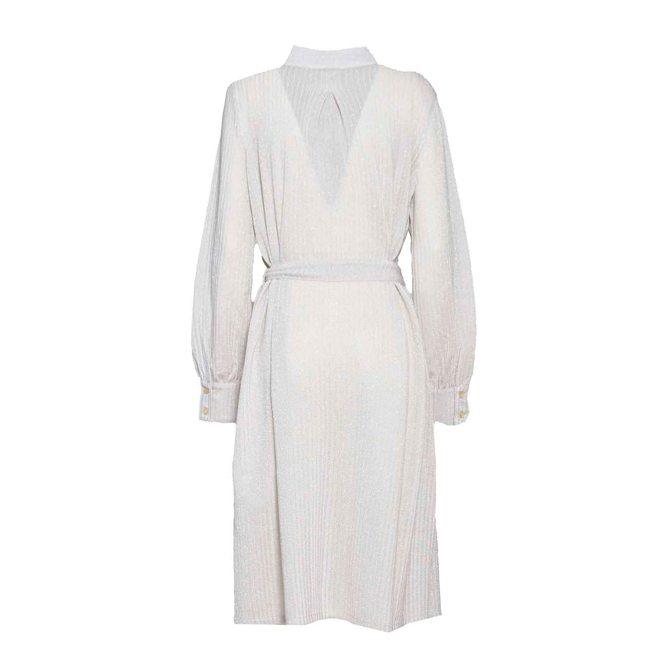 Abito midi chemisier in cotone filo lamè beige Missoni 