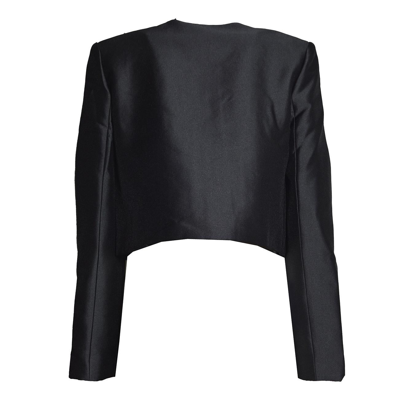 black taffeta embellished trim jacket 