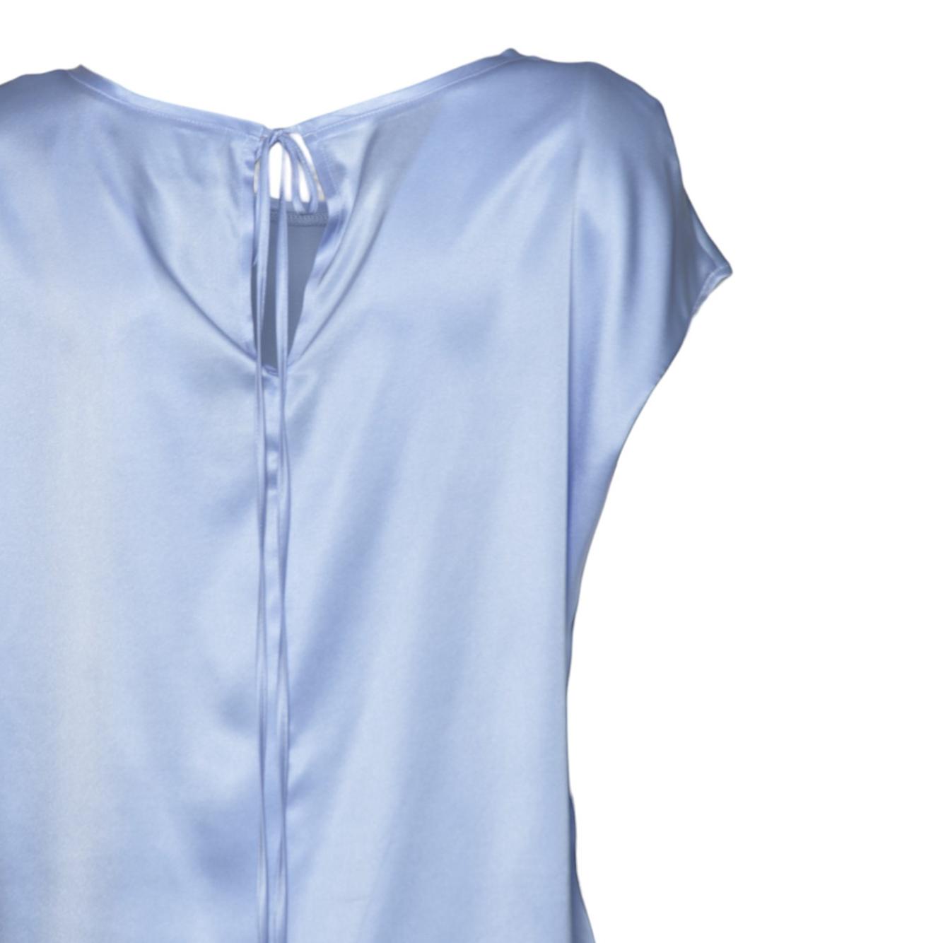 Top scollo posteriore in raso azzurro Solotre 