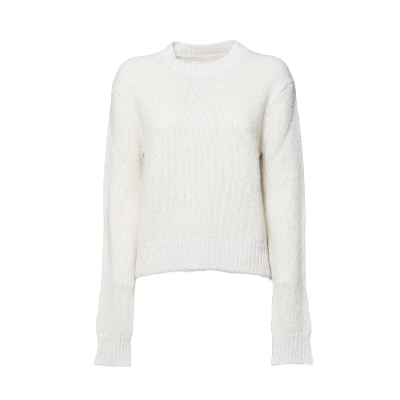 Pullover girocollo in lana bianco gesso Jil Sander 