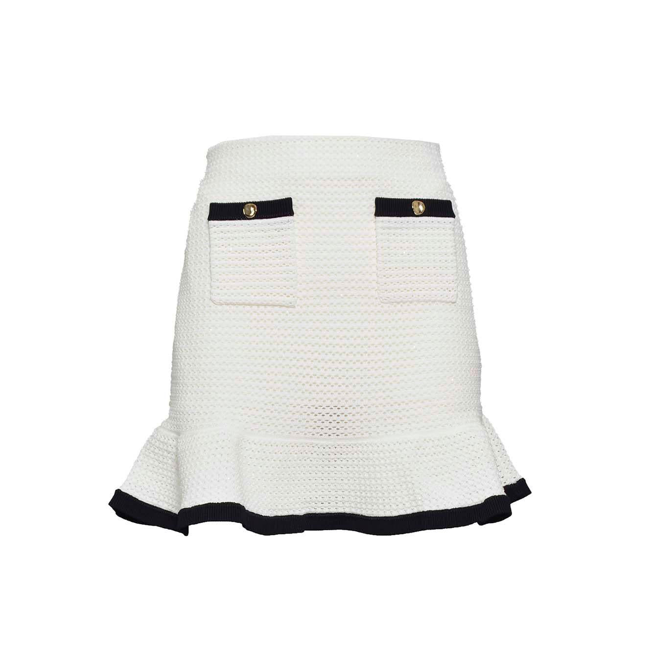 Minigonna in maglia crochet bianco Self-Portrait 