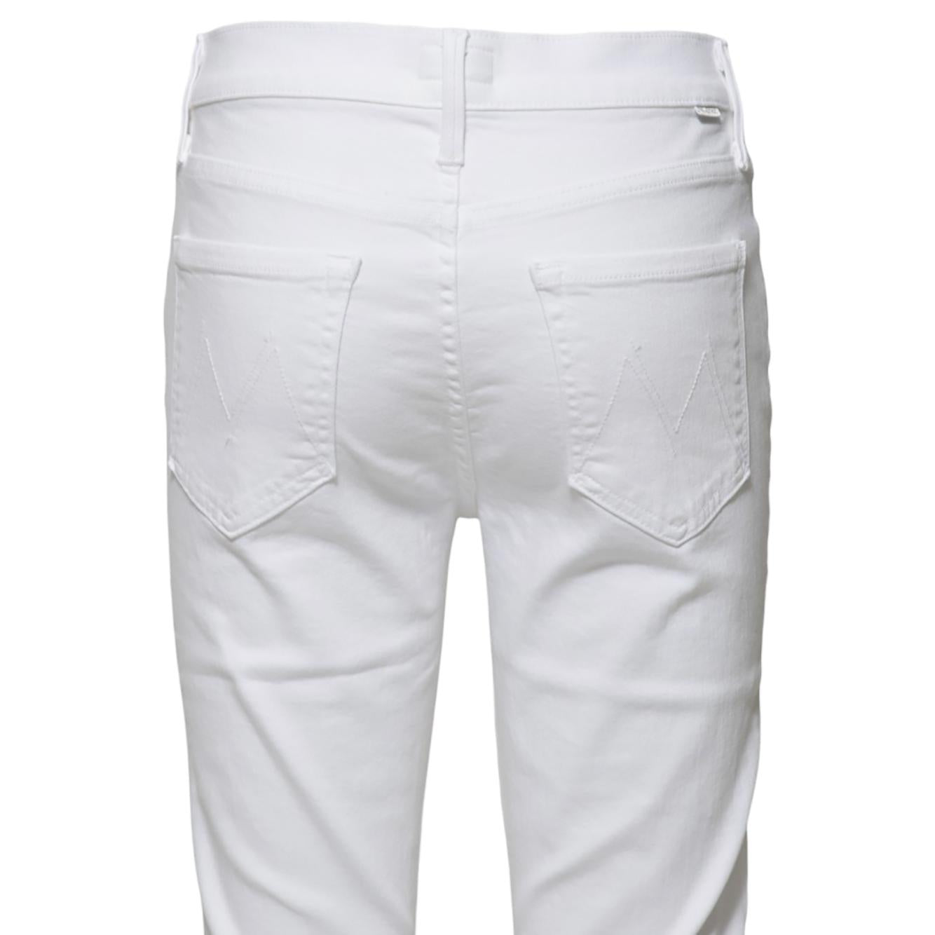 Jeans The Mid Rise Dazzler Ankle Fray in cotone bianco Mother Women 