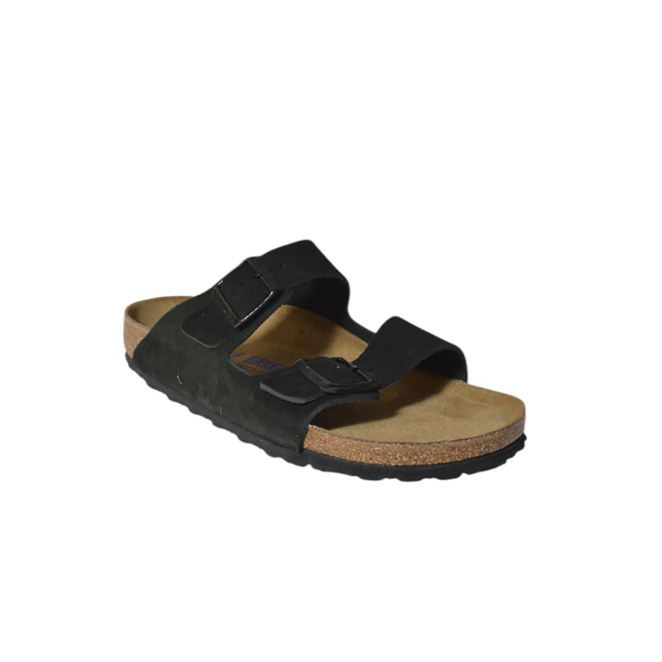 Sandali Arizona in pelle scamociata Mink nero Birkenstock 